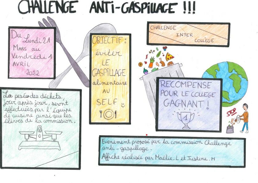 Lauréats 1er Challenge gaspillage alimentaire collèges Mayennais